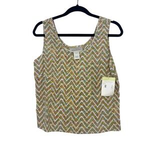 Susan Bristol Floral Tank Top Sleeveless Chevron Print Multicolor Size 4